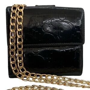 Christian Dior Paris Vintage Black Patent Diorissimo Wallet Crossbody Mini Bag